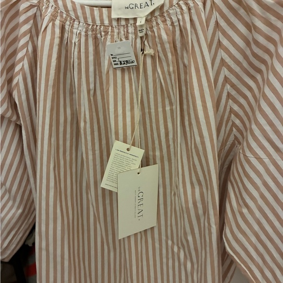 THE GREAT. Beige and White Striped Top - Picture 2 of 3